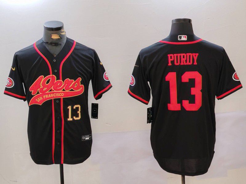 Men San Francisco 49ers #13 Purdy Black gold Joint Name 2024 Nike Limited NFL Jersey style 2